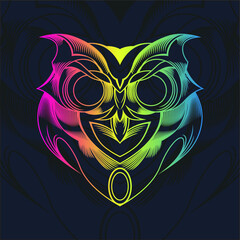 Owl line & shape art, color full. perfect to tshirt design or background.