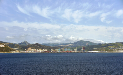 View on the African coast and Spanish sea port Ceuta. 