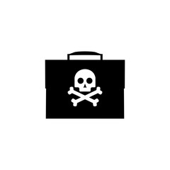 Black suitcase icon and skull and crossbones sign. Vector illustration eps 10
