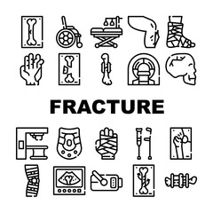 Fracture Accident Collection Icons Set isolated illustration