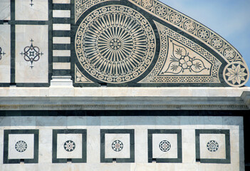 the Basilica of Santa Maria Novella is one of the most important churches in Florence by Leon Battista Alberti. Beautiful embroideries and drawings of marbles.