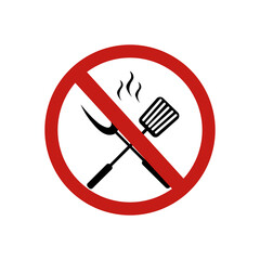 icon forbidden big fork sign. Vector illustration eps 10