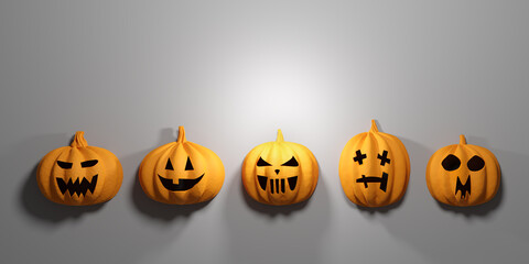 Set of Halloween pumpkins. Jack-o'-lantern