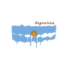 Painted Argentina flag, Argentina flag paint drips. Stock vector illustration isolated on white background