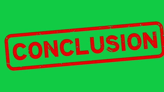 Grunge red conclusion word square rubber seal stamp zoom in green background