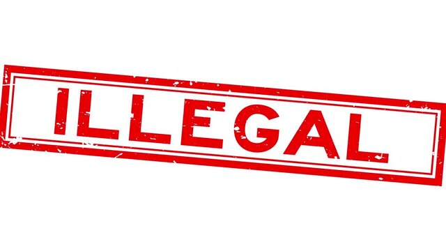 Grunge red illegal word square rubber seal stamp zoom on white background