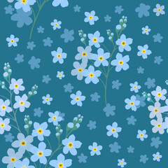 Forget-me-not is a seamless background. Vector illustration.