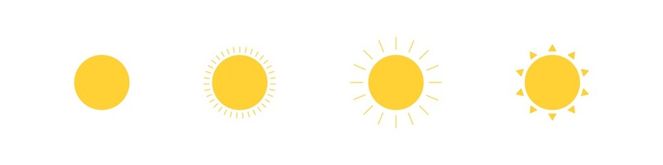 Sun, simple icon set. Sunshine illustration, light isolated concept in vector flat