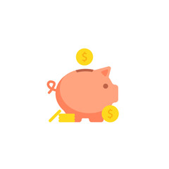 Pig bank, simple cartoon illustration. Piggy money box, save cash concept design in vector flat