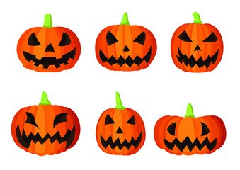 Pumpkin fruit and halloween face design on white background illustration vector