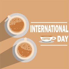 Vector design concept celebrating international coffee day, creative abstract simple background template coffee icon vector modern design style