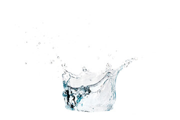 Fototapeta na wymiar Water spreading on a white background The concept of refreshing