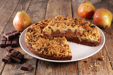 delicious chocolate and pear crumble