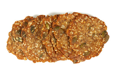 healthy bread with seeds isolated on white background