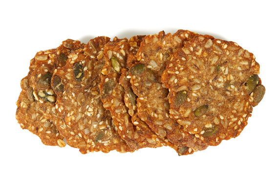 healthy bread with seeds isolated on white background