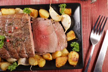 roasted beef fillet with potato