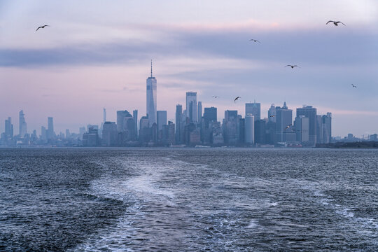 Manhattan skyline on a winter morning, New York City, USA