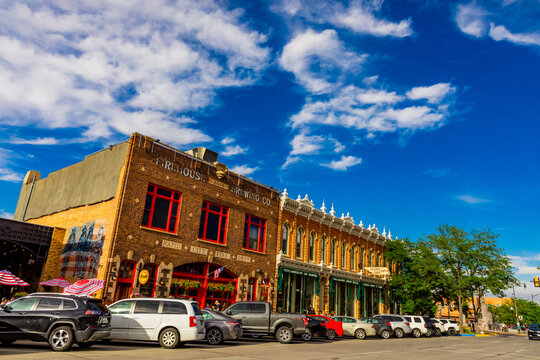 Street view of store fronts in Downtown Rapid City, South Dakota