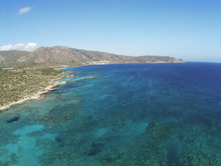 Drone view of Elafonisi beach, Crete, Greece