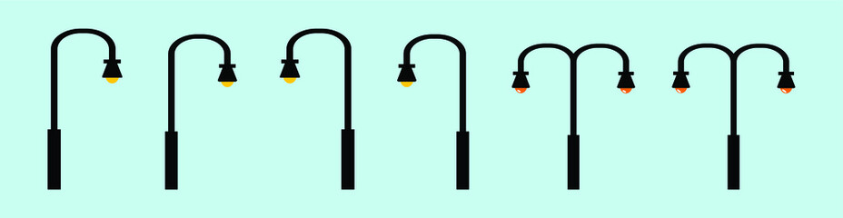 Light posts and outdoor elements for construction of landscapes. Vector flat illustration on blue