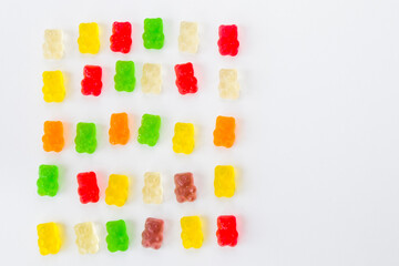 Mixed jelly bear marmalade, high angle view of taste sweet snack