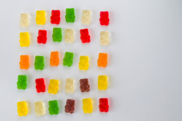 Mixed jelly bear, high angle view of taste sweet snack, colorful candy