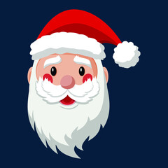 2021 Christmas Santa Claus. Santa Claus smiling. Merry Christmas and Happy New Year! Christmas cute flat character.  Holiday greeting card. Isolated vector illustration.