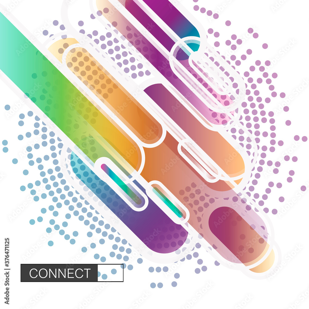 Poster Abstract dynamic geometric background. Flat dynamic shapes connect. Vector illustration
