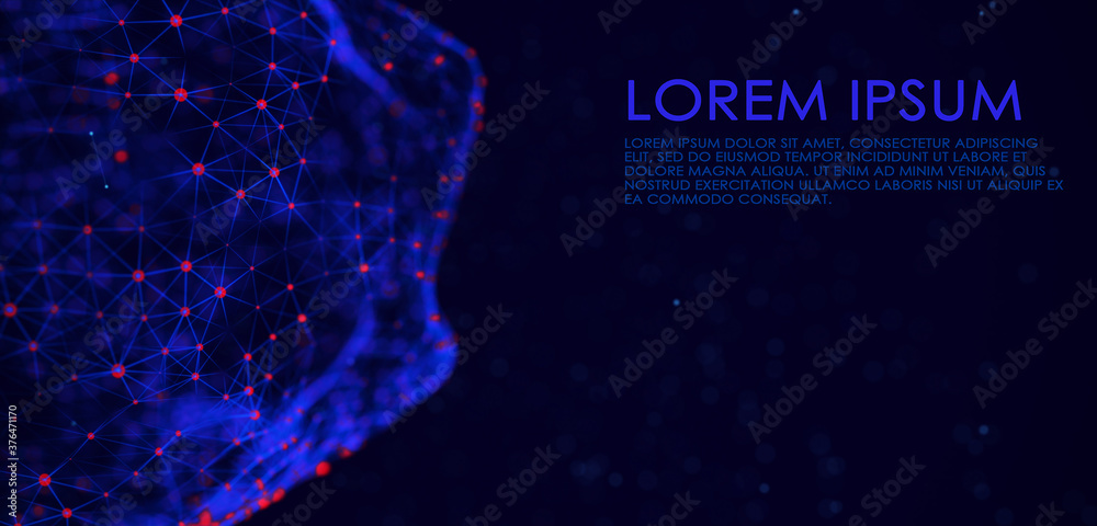 Poster Global network connection. Globe with dots and lines. Scattered points and lines composed of spheres.