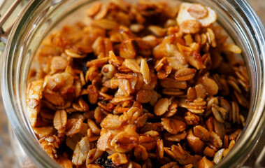 glass jar with home made muesli