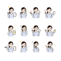 Woman with personal id, smartphone