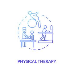 Physical therapy concept icon. Professional physician aid, physiotherapy idea thin line illustration. Trauma recovery, injury rehabilitation. Vector isolated outline RGB color drawing