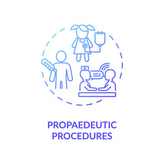 Propaedeutic concept icon. Medical checkup, preliminary patient examination idea thin line illustration. Physician consultation service. Vector isolated outline RGB color drawing