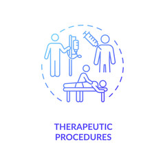 Therapeutic procedures concept icon. Medical service, diseases treatment idea thin line illustration. Cure injection and physiotherapy. Vector isolated outline RGB color drawing