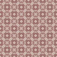 Vector geometric seamless pattern with small rhombuses, squares, square grid, lattice, lines, tiles. Abstract brown colored texture. Simple geometrical background. Repeated design for decor, textile