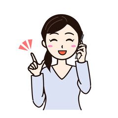 A woman who speaks with a smartphone