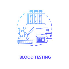 Blood testing concept icon. Medical laboratory research, clinical analysis. Biochemistry, biotechnology idea thin line illustration. Vector isolated outline RGB color drawing