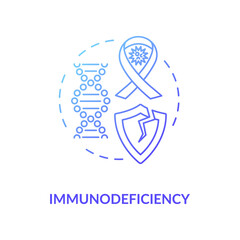 Immunodeficiency concept icon. HIV and AIDS awareness idea thin line illustration. Medical diagnosis, low immunity. Weak immune system. Vector isolated outline RGB color drawing