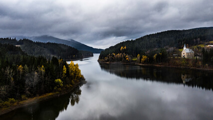 lake and mountains