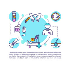Organ donation concept icon with text. Charitable health foundation PPT page vector template. Medical procedures brochure, magazine, booklet design element with linear illustrations