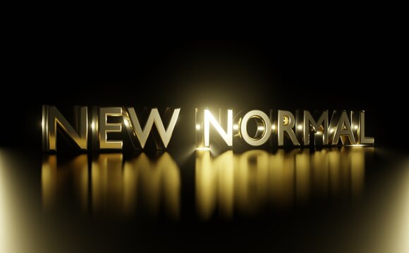 New normal letters 3d-illustration isolated.Gold letters in dark background. 