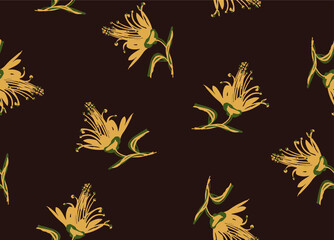 Fototapeta premium Abstract Hand Drawing Geometric Exotic Flowers and Leaves Repeating Vector Pattern Isolated Background 