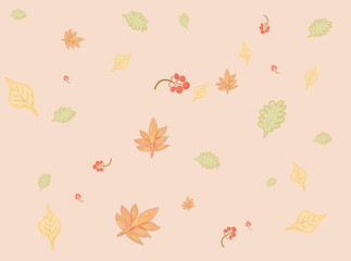 Fototapeta na wymiar Seamless pattern autumn leaves watercolor