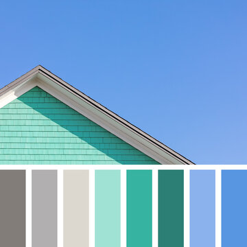 Roof and sky in blue and green, colour palette