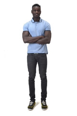 Naklejka premium full portait of a man on white bacground, arms crossed