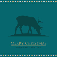 christmas greeting card with deer and stars vector illustration EPS10