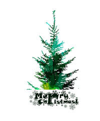 Watercolor Christmas tree. Merry Christmas. Vector illustration