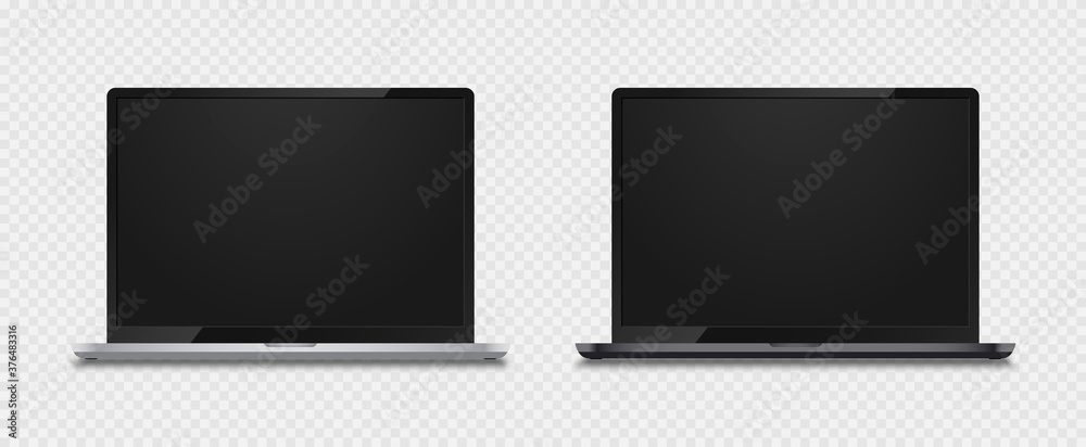 Poster realistic frameless laptops screen. laptop computer monitor at transparent background. device mockup