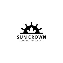 Creative morning Modern Sun with crown logo design template