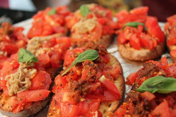 Fresh bruschetta toast tomato basil